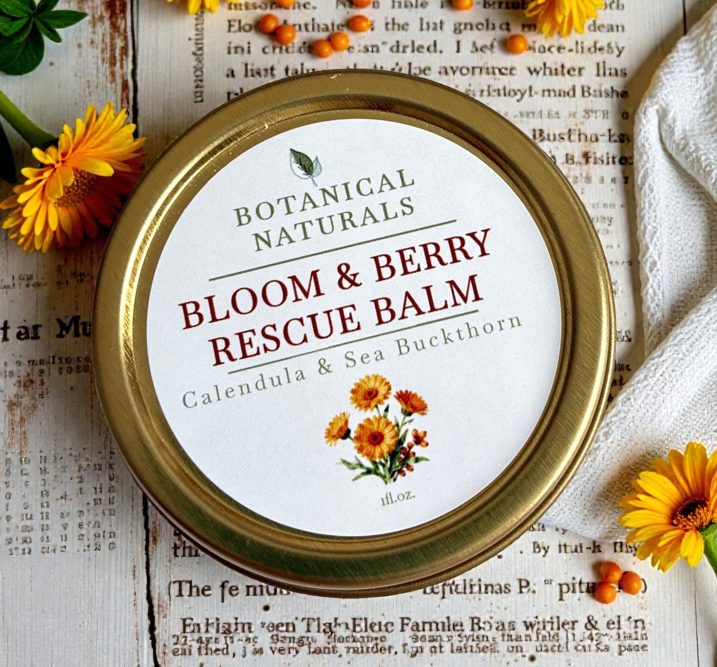 Bloom & Berry Rescue Balm | Calendul & Sea Buckthorn Salve for Dry Skin