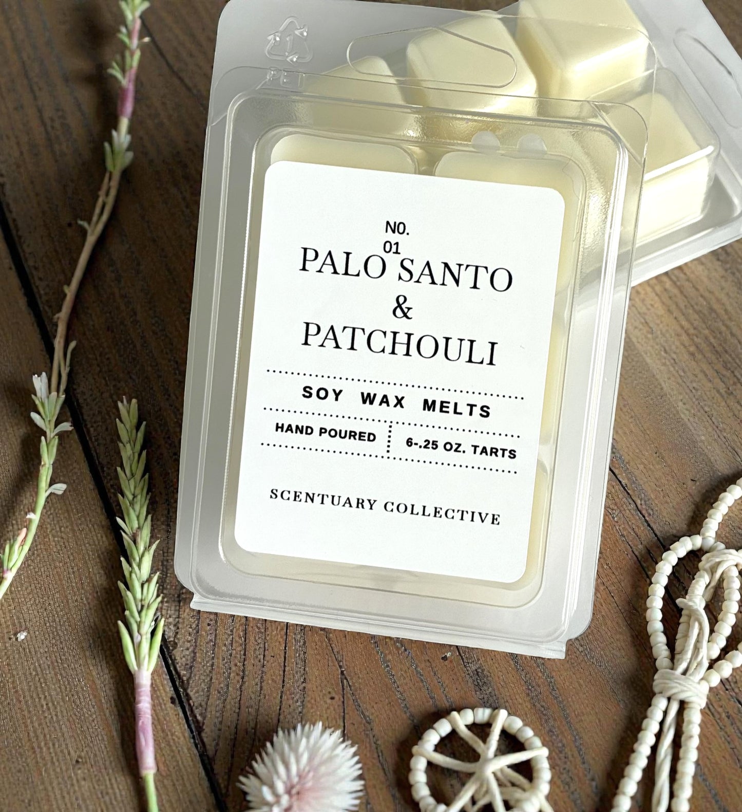 Palo Santo & Patchouli Soy Wax Melts – Grounding, Earthy, Warm Woods